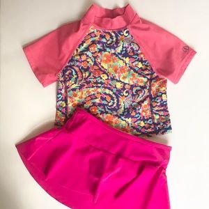 Lands End 5t rash guard and swimsuit skirt